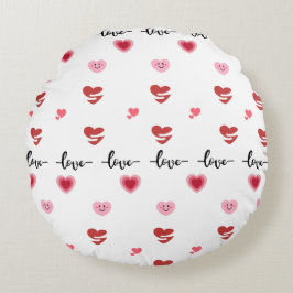 Valentine Round Pillow love text Rond Kussen