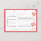 Valentine Roze Hart bruiloft recept verzoek Informatiekaartje (Voorkant)