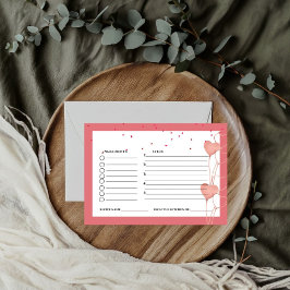 Valentine Roze Hart bruiloftsborrel recept verzoek Informatiekaartje