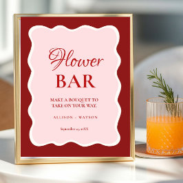 Valentine Roze Hart bruiloftsshower bloem bar Bord Poster