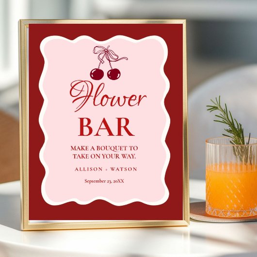 Valentine Roze Hart bruiloftsshower bloem bar Bord Poster