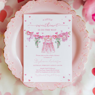 Valentine’s Baby Shower Invitation, Pink Heart Kaart