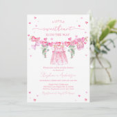Valentine’s Baby Shower Invitation, Pink Heart Kaart (Staand voorkant)
