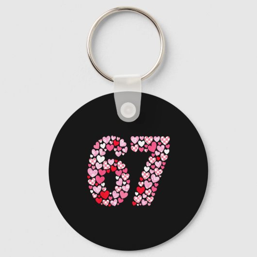 Valentine’s Day 67 Hearts Romantic Funny Six Seven Sleutelhanger (Voorkant)