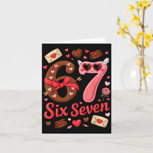 Valentine’s Day 67 Meme Filled With Hearts Funny S Kaart (Gele Bloem)