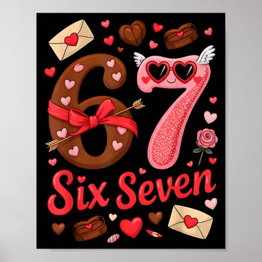 Valentine’s Day 67 Meme Filled With Hearts Funny S Poster (Voorkant)