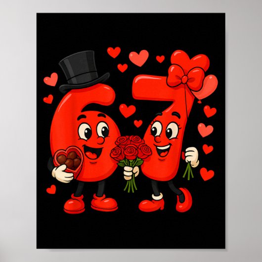 Valentine’s Day 67 Meme Filled With Hearts Funny S Poster (Voorkant)