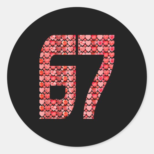 Valentine’s Day 67 Meme Filled With Hearts Funny S Ronde Sticker (Voorkant)
