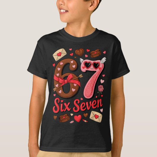 Valentine’s Day 67 Meme Filled With Hearts Funny S T-shirt (Voorkant)