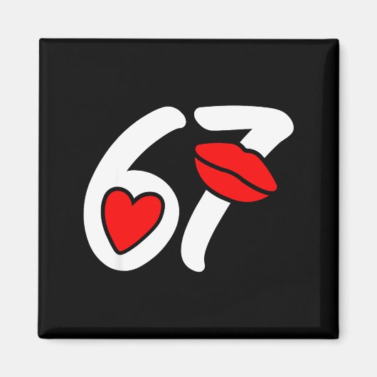 Valentine’s Day 67 Meme Lips And Heart Funny Six S Magneet (Voorkant)
