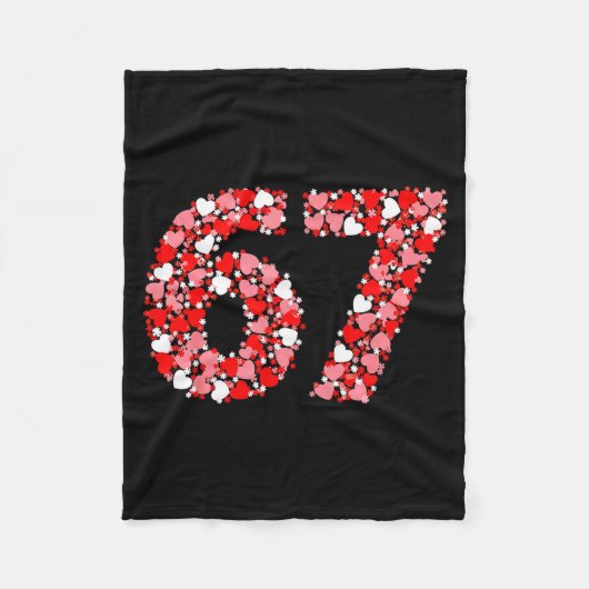 Valentine’s Day 67 Meme With Hearts Funny Six Seve Fleece Deken (Voorkant)