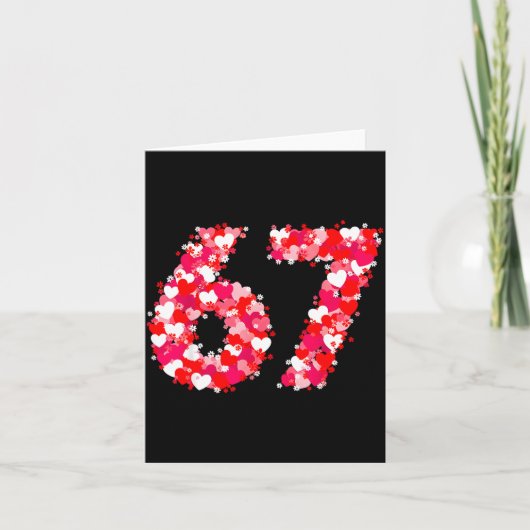 Valentine’s Day 67 Meme With Hearts Funny Six Seve Kaart (Voorkant)