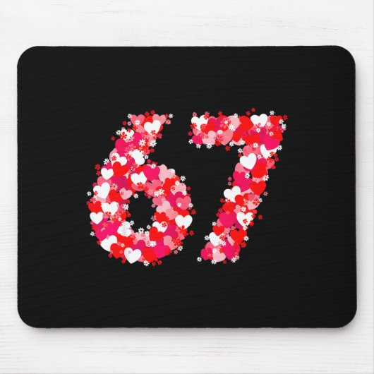 Valentine’s Day 67 Meme With Hearts Funny Six Seve Muismat (Voorkant)