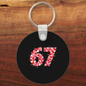 Valentine’s Day 67 Meme With Hearts Funny Six Seve Sleutelhanger (Voorkant)