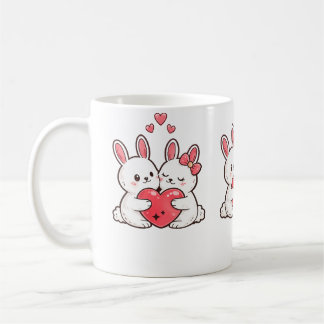 Valentine’s Day Bunny Mug | Cute Couple Bunnies  Koffiemok