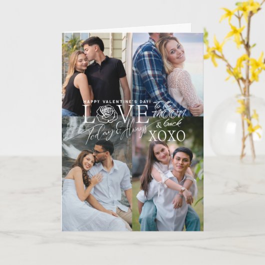 Valentine’s Day Calligraphy Photo Collage Kaart (Gele Bloem)