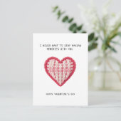 Valentine’s Day Card – Knit Heart Design Briefkaart (Staand voorkant)