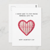 Valentine’s Day Card – Knit Heart Design Briefkaart (Voorkant / Achterkant)