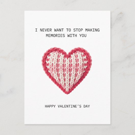 Valentine’s Day Card – Knit Heart Design Briefkaart (Voorkant)