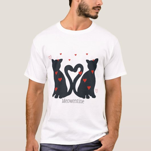 Valentine’s Day Cat lovers Meowentine Couple  T-shirt (Voorkant)