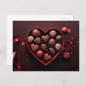 valentine`s day chocolates in a heart shaped box briefkaart (Voorkant / Achterkant)