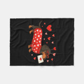 Valentine’s Day Dog Cute Dachshund Dogs For Dog Mo Fleece Deken (Voorkant (Horizontaal))