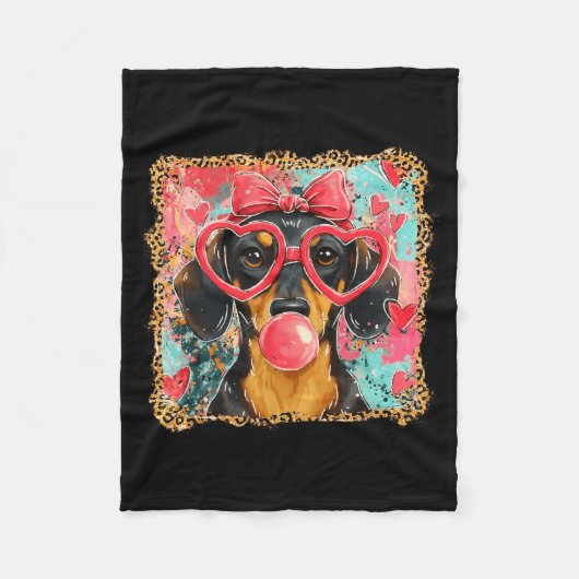 Valentine’s Day Dog Cute Dachshund Dogs For Dog Mo Fleece Deken (Voorkant)