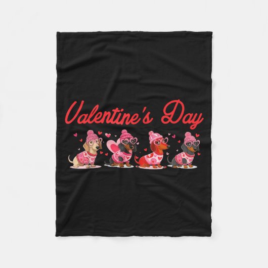Valentine’s Day Dog Cute Dachshund Dogs For Dog Mo Fleece Deken (Voorkant)