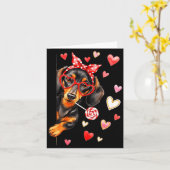 Valentine’s Day Dog Cute Dachshund Dogs For Dog Mo Kaart (Gele Bloem)