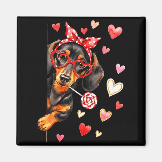 Valentine’s Day Dog Cute Dachshund Dogs For Dog Mo Magneet (Voorkant)