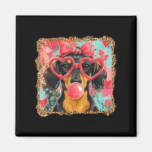 Valentine’s Day Dog Cute Dachshund Dogs For Dog Mo Magneet (Voorkant)