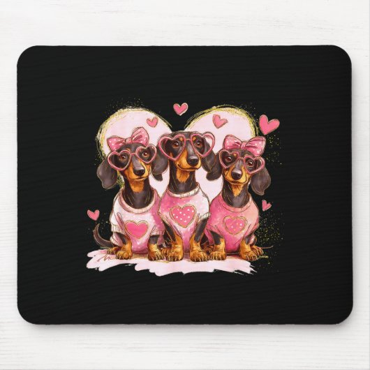Valentine’s Day Dog Cute Dachshund Dogs For Dog Mo Muismat (Voorkant)