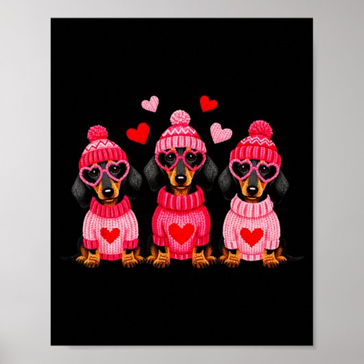 Valentine’s Day Dog Cute Dachshund Dogs For Dog Mo Poster (Voorkant)