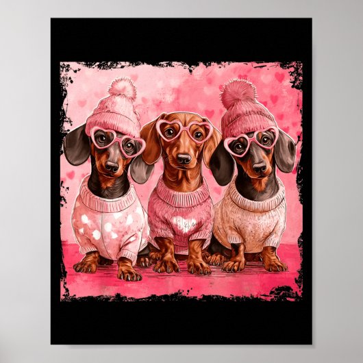 Valentine’s Day Dog Cute Dachshund Dogs For Dog Mo Poster (Voorkant)