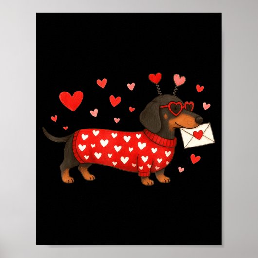 Valentine’s Day Dog Cute Dachshund Dogs For Dog Mo Poster (Voorkant)