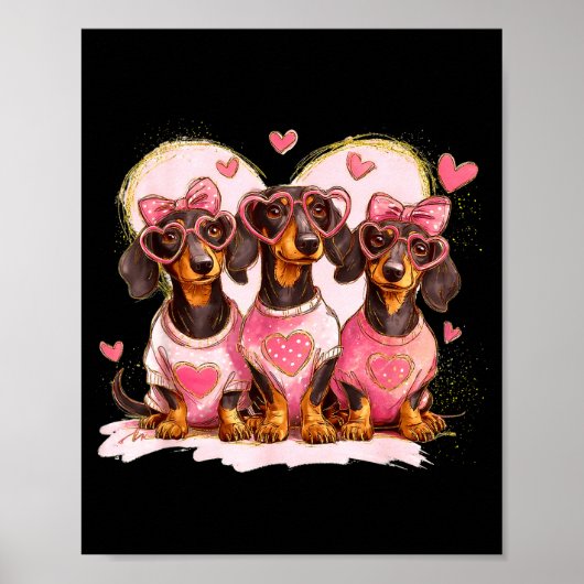 Valentine’s Day Dog Cute Dachshund Dogs For Dog Mo Poster (Voorkant)