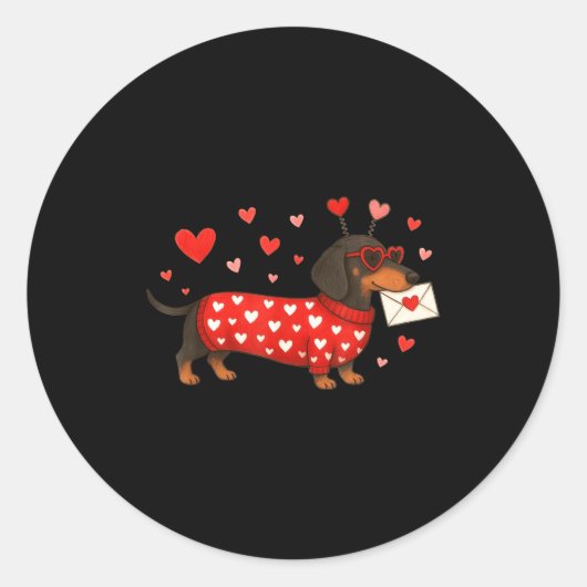 Valentine’s Day Dog Cute Dachshund Dogs For Dog Mo Ronde Sticker (Voorkant)