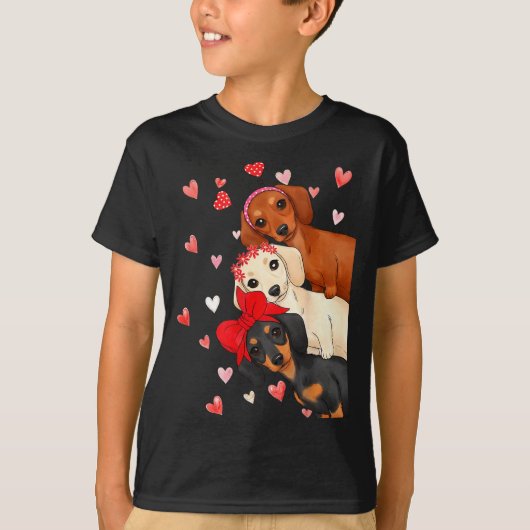 Valentine’s Day Dog Cute Dachshund Dogs For Dog Mo T-shirt (Voorkant)