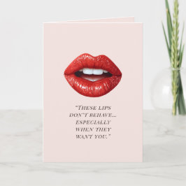 Valentine’s Day Flirty Red Lips Love Card Feestdagen Kaart