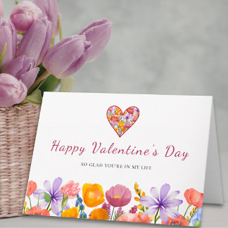 Valentine’s Day for Her - Floral Heart Flower Kaart