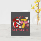 Valentine’s Day Funny 67 Meme Six Seven 6 7 Hearts Kaart (Gele Bloem)