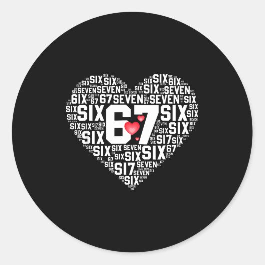 Valentine’s Day Funny 67 Meme Six Seven 6 7 Valent Ronde Sticker (Voorkant)