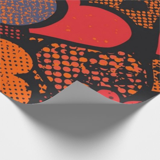 Valentine’s Day Heart Pattern – Retro Pop Art Cadeaupapier (Hoek)