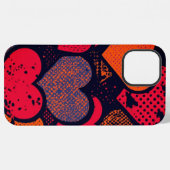 Valentine’s Day Heart Pattern – Retro Pop Art iPhone Hoesje (Achterkant horizontaal)