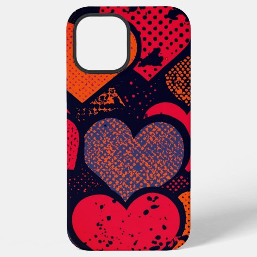 Valentine’s Day Heart Pattern – Retro Pop Art iPhone Hoesje (Achterkant)