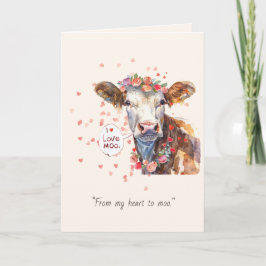 Valentine’s Day I Love Moo Cute Romantic Card Feestdagen Kaart