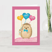 Valentine’s Day I Love You Cute Hedgehog Kaart (Voorkant)