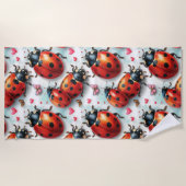 Valentine`s Day Ladybug Love Pattern Strandlaken (Voorkant)