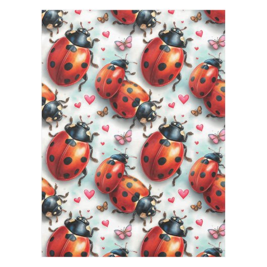 Valentine`s Day Ladybug Love Pattern Tafelkleed (Voorkant)