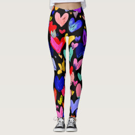 Valentine’s Day Leggings – Romantic Heart Pattern 